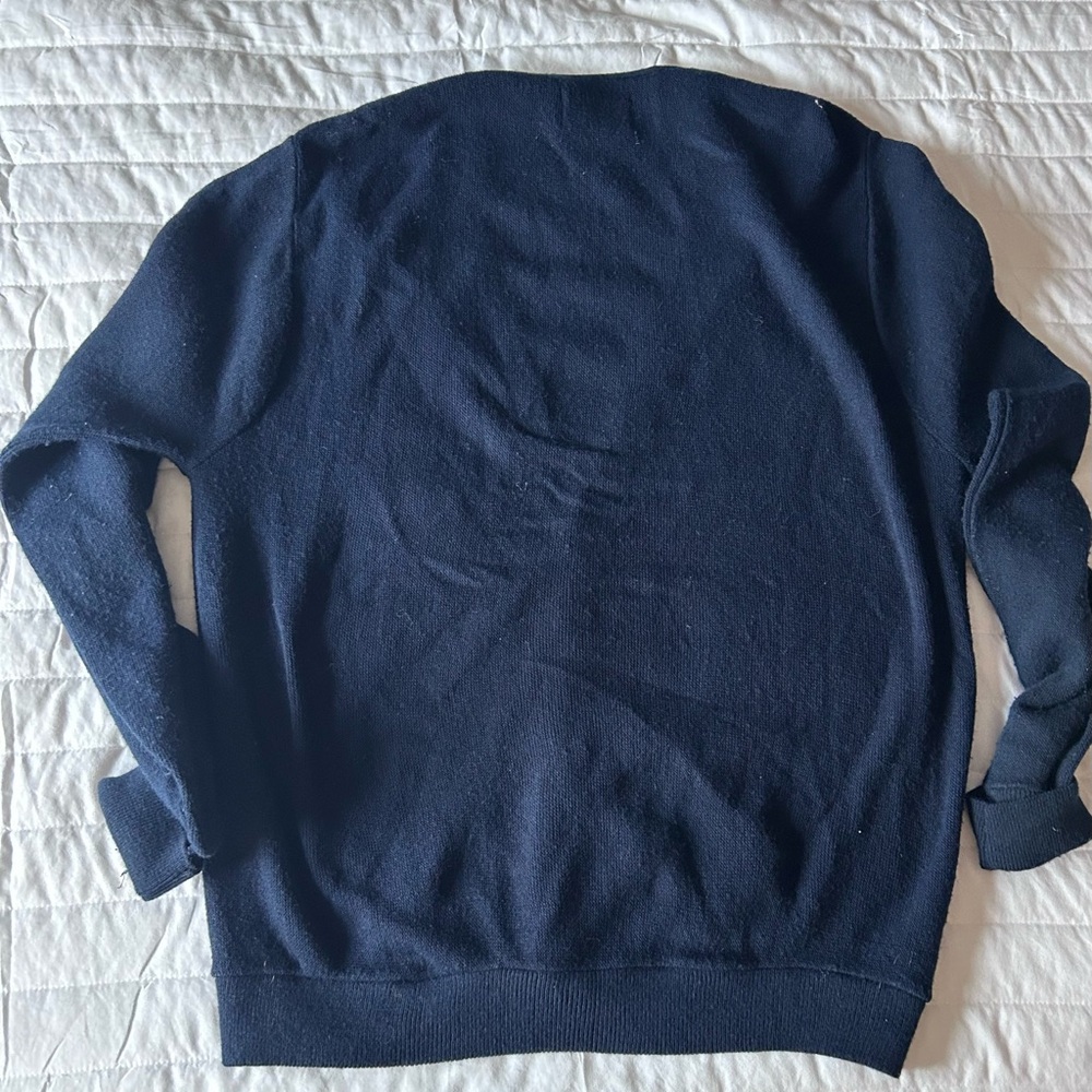 Vintage‎ 80s Men's Navy Blue Cardigan Sweater #academia - Picture 2 of 4